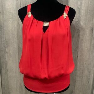 White House Black Market Dressy Metal Accents Red Tank Top Women's Size XS